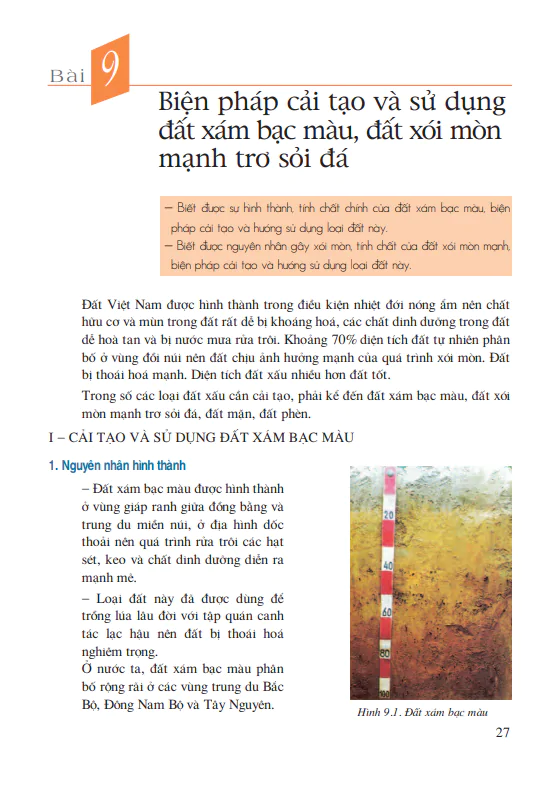 Bài 9: Biện pháp cải tạo và sử dụng đất xám bạc màu, đất xói mòn mạnh trơ sỏi đá