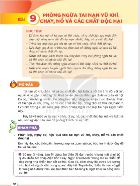 Bài 9: Phòng ngừa tai nạn vũ khí, cháy, nổ và các chất độc hại