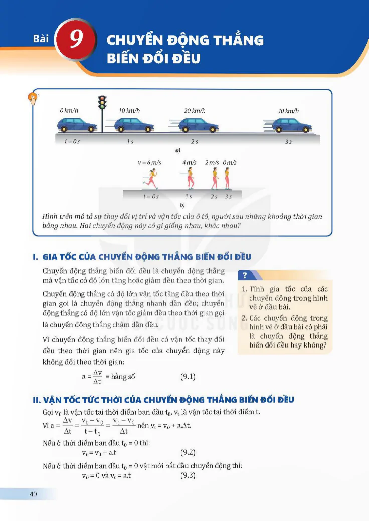 Bài 9: Chuyển động thẳng biến đổi đều