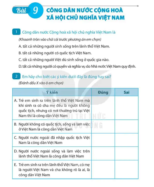 Bài 9: Công Dân Nước Cộng Hòa Xã Hội Chủ Nghĩa Việt Nam