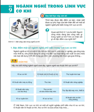 Bài 9: Ngành nghề trong lĩnh vực cơ khí