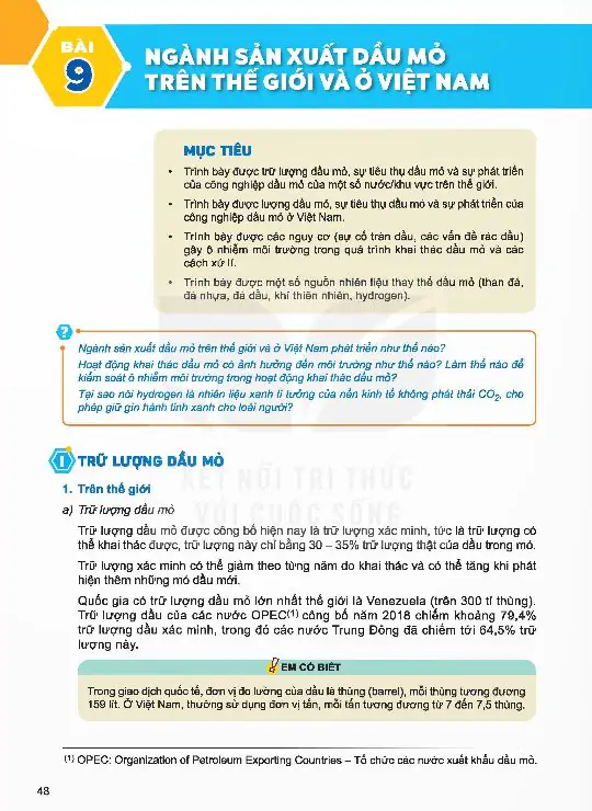 Bài 9: Ngành Sản Xuất Dầu Mỏ Trên Thế Giới Và Ở Việt Nam