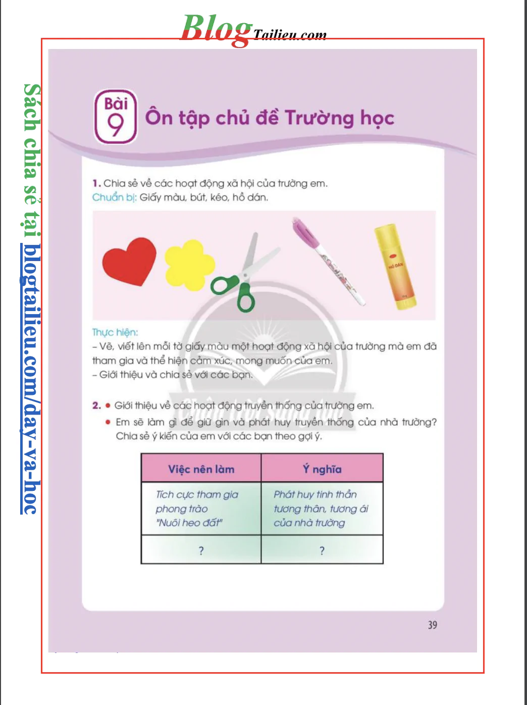 Bài 9: Ôn tập chủ đề Trường học
