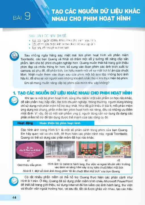 Bài 9: Tạo Các Nguồn Dữ Liệu Khác Nhau Cho Phim Hoạt Hình