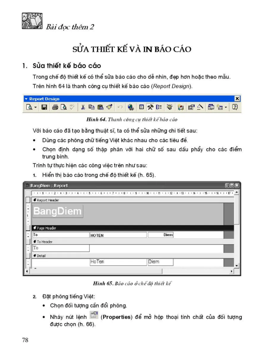 Bài Đọc Thêm 2: Sửa Thiết Kế Và In Báo Cáo