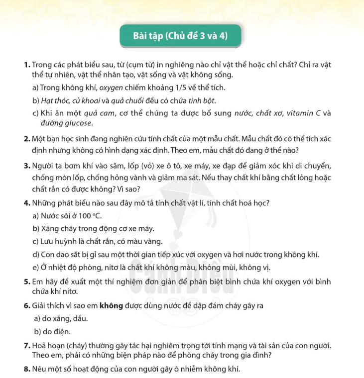 Bài tập (Chủ đề 3 và 4)