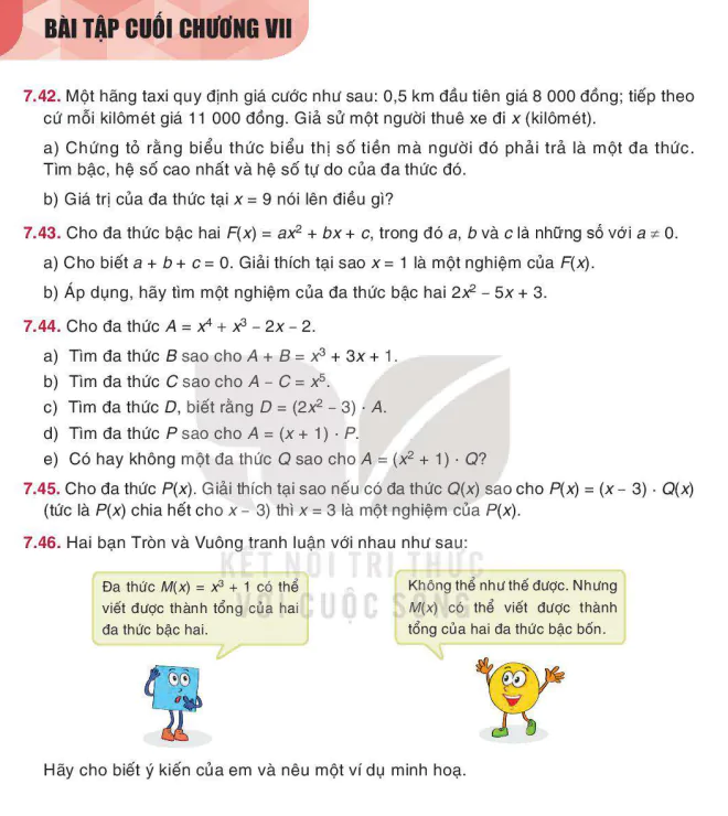 BÀI TẬP CUỐI CHƯƠNG VII