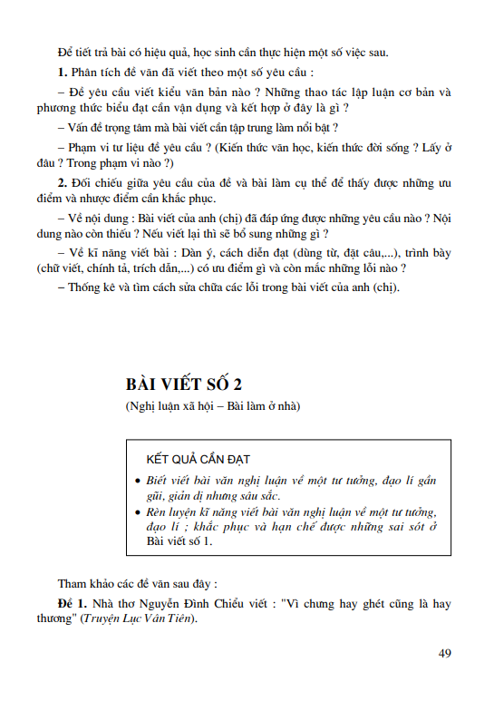 Bài viết số 2 ( Nghị luận xã hội - Bài làm ở nhà) 