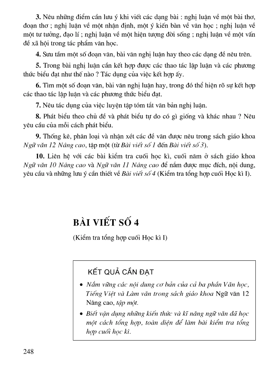 Bài Viết Số 4 (Kiểm tra tổng hợp cuối Học kì I)