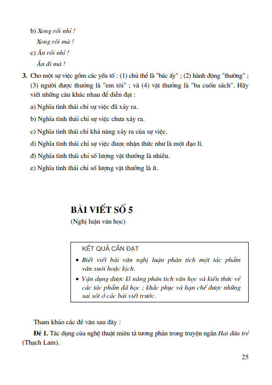 Bài viết số 5 ( Nghị luận văn học) 