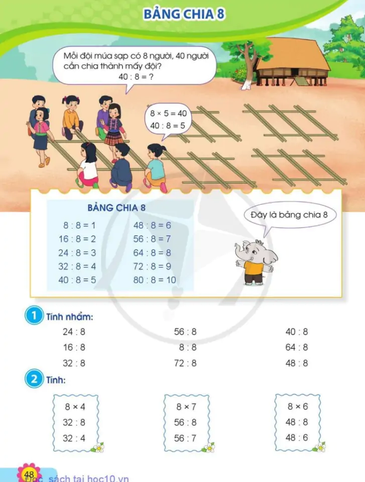 Bảng chia 8