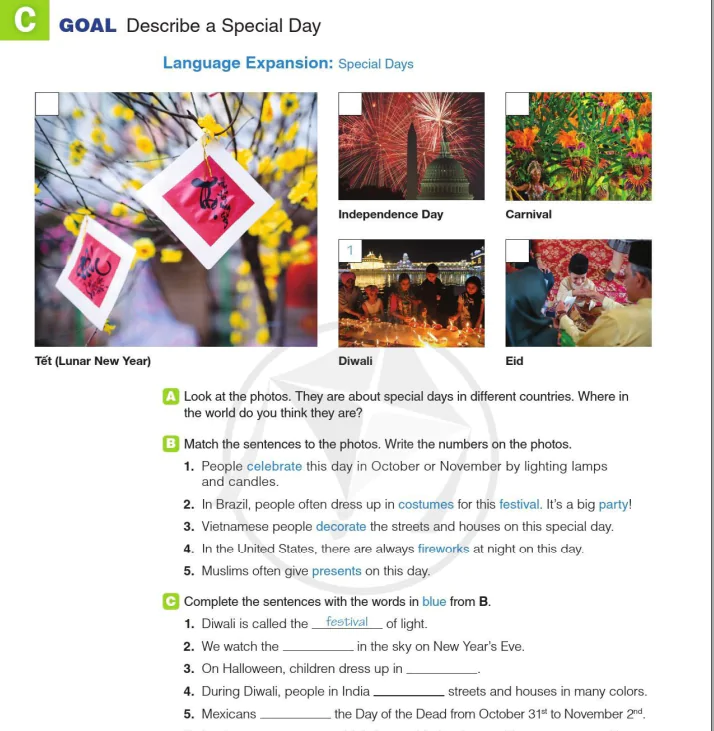 C GOAL: Describe a Special Day