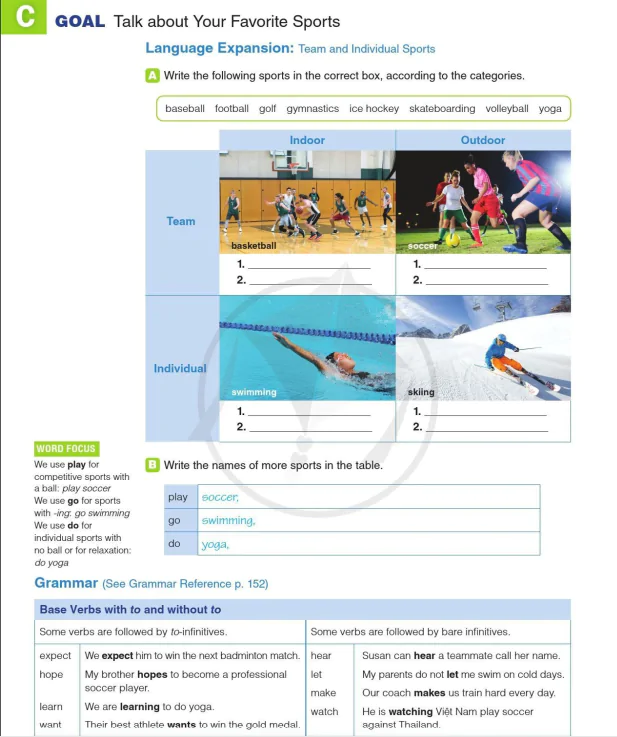 C GOAL: Talk about Your Favorite Sports