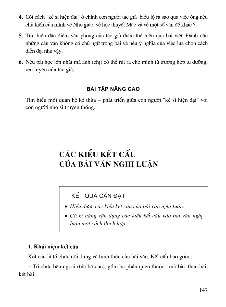 Các Kiểu Kết Cấu Của Bài Văn Nghị Luận