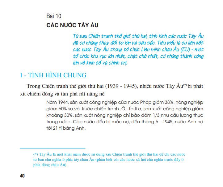 Bài 10: Các nước Tây Âu