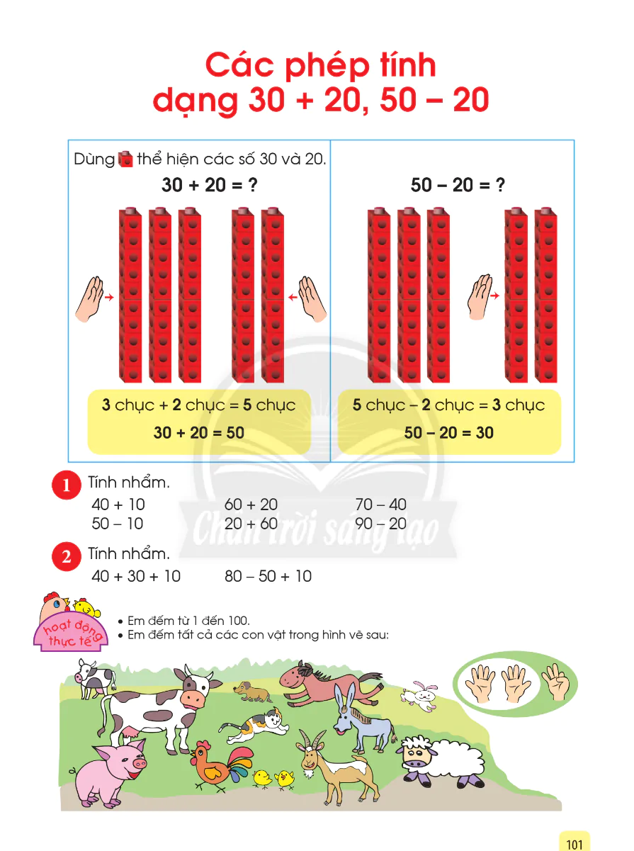 Các Phép Tính Dạng 30 + 20, 50 - 20