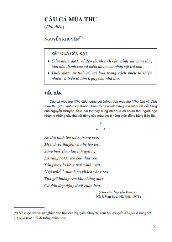 Câu cá mùa thu ( Thu điếu - Nguyễn Khuyến)