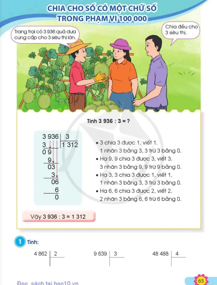 Chia cho số có một chữ số trong phạm vi 100 000