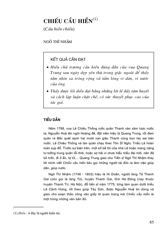 Chiếu cầu hiền ( Cầu hiền chiếu - Ngô Thì Nhậm) 