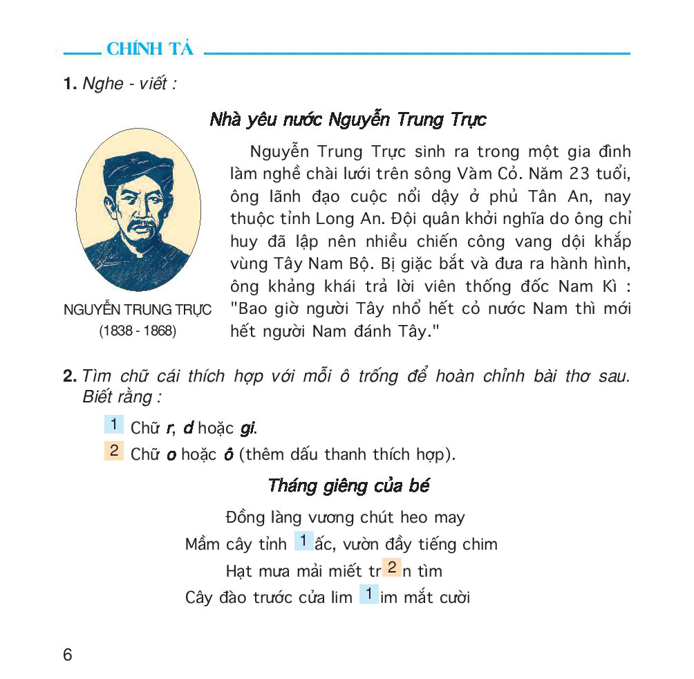 Chính tả: Nghe - viết: Nhà yêu nước Nguyễn Trung Trực