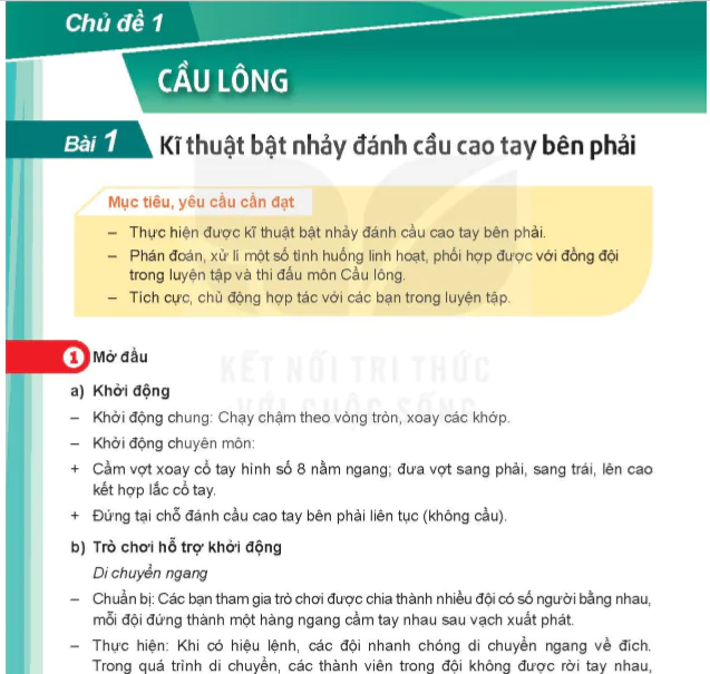 Chủ đề 1: Cầu lông