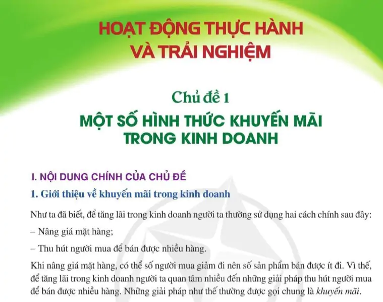 Chủ đề 1: Một số hình thức khuyến mãi trong kinh doanh