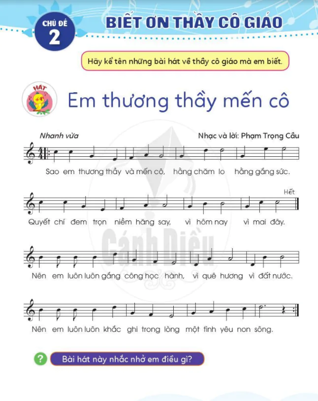Chủ đề 2: Biết ơn thầy cô giáo 