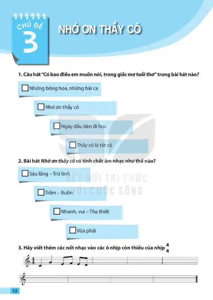 Chủ Đề 3: Nhớ Ơn Thầy Cô