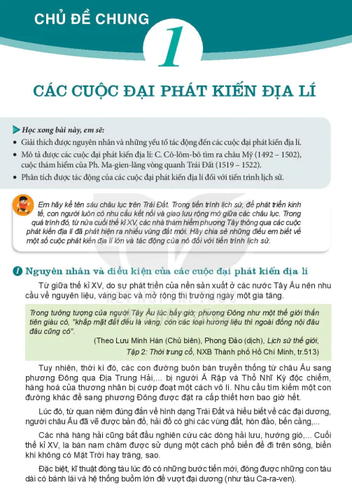 CHỦ ĐỀ CHUNG 1: CÁC CUỘC ĐẠI PHÁT KIẾN ĐỊA LÍ