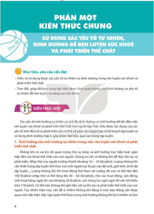 Chủ đề: Sử dụng các yếu tố tự nhiên, dinh dưỡng để rèn luyện sức khỏe và phát triển thể chất