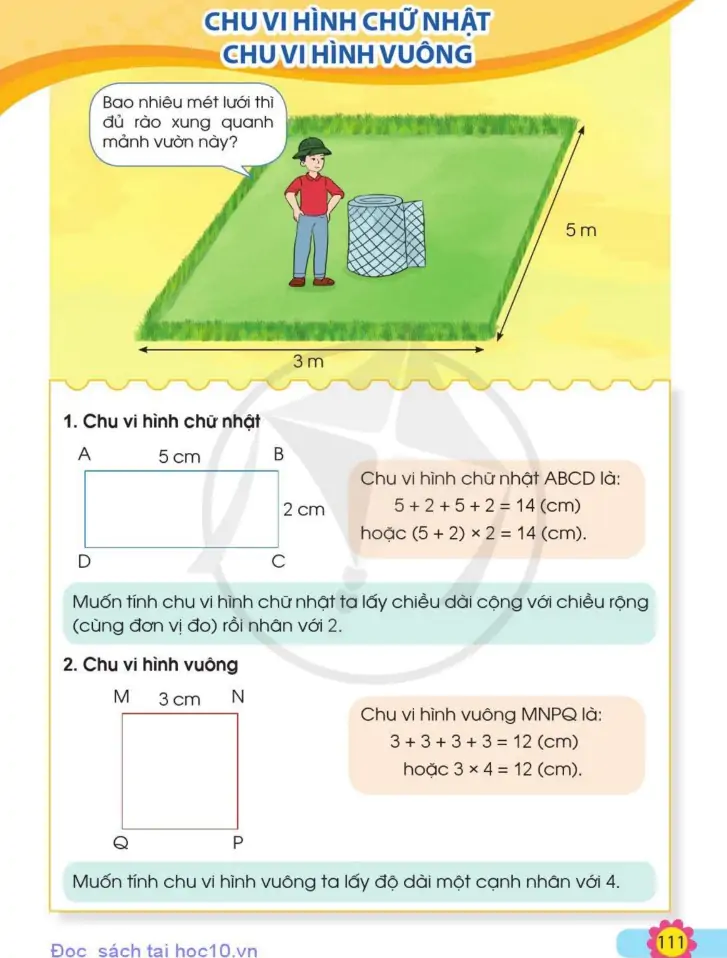 Chu vi hình chữ nhật. Chu vi hình vuông