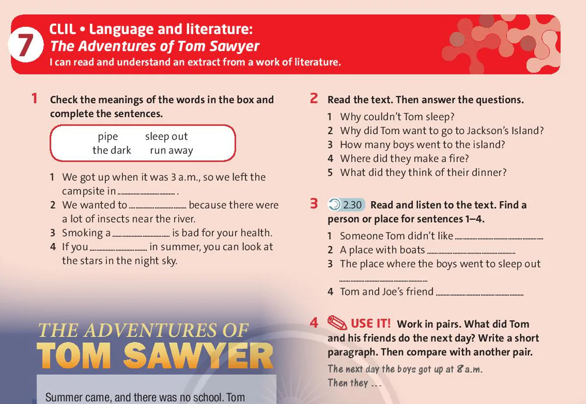CLIL: Language and literature: The Adventures of Tom Sawyer