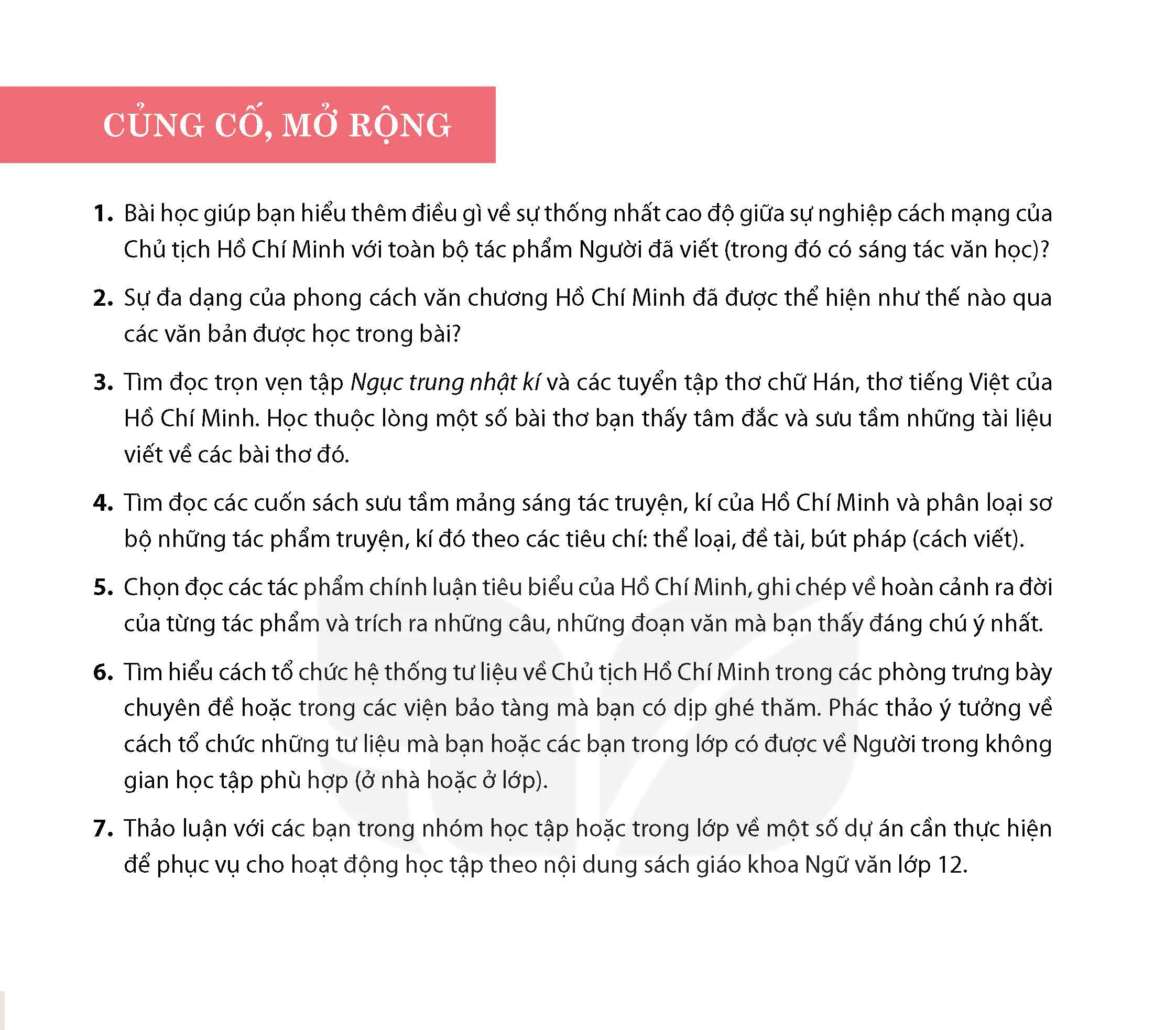 Củng cố, mở rộng