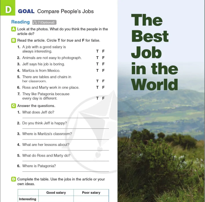 D GOAL: Compare People's Jobs