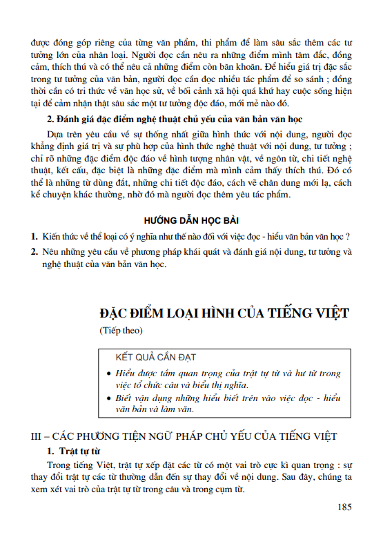  Đặc điểm loại hình của tiếng Việt ( Tiếp theo)