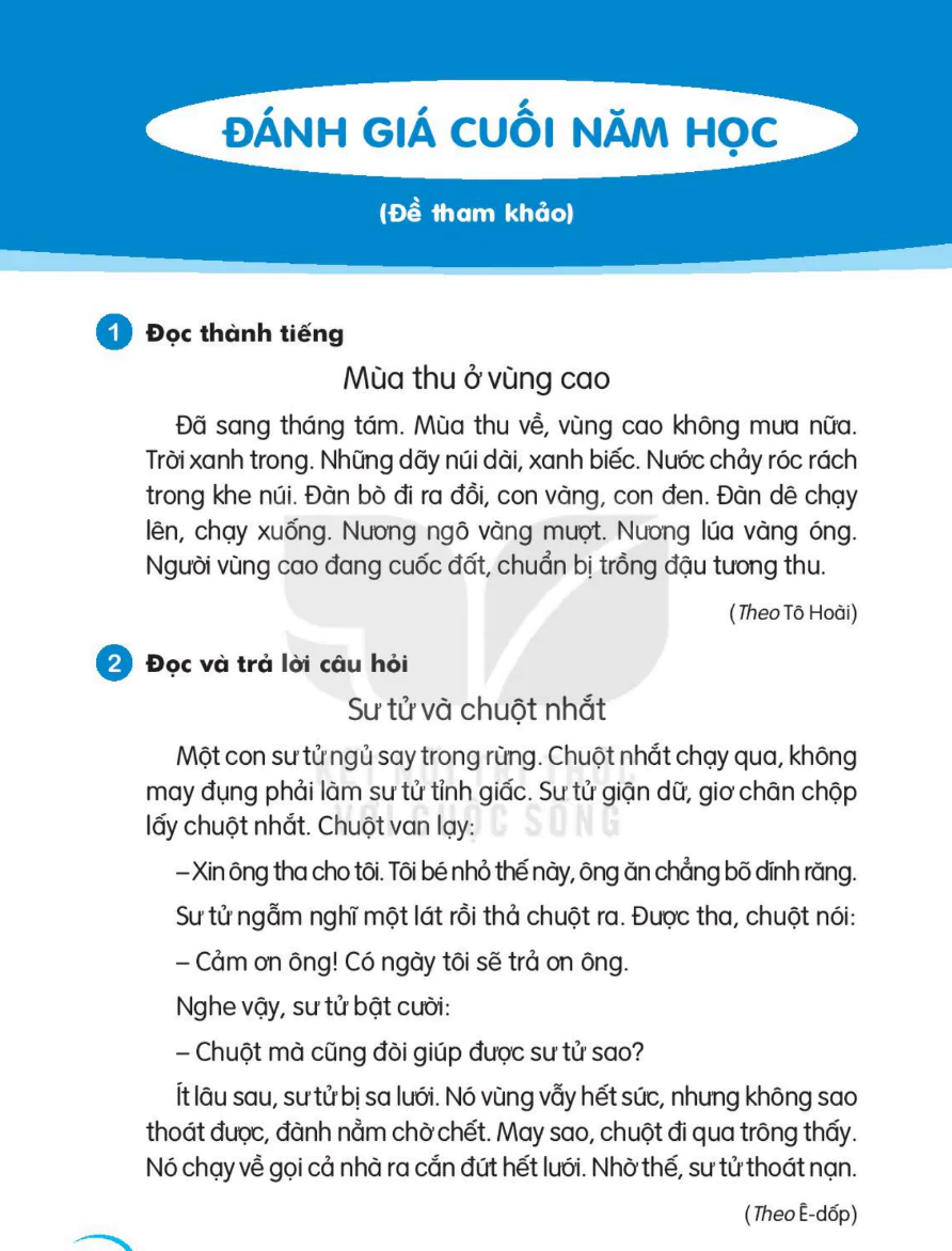 Đánh Giá Cuối Năm Học (Đề tham khảo)