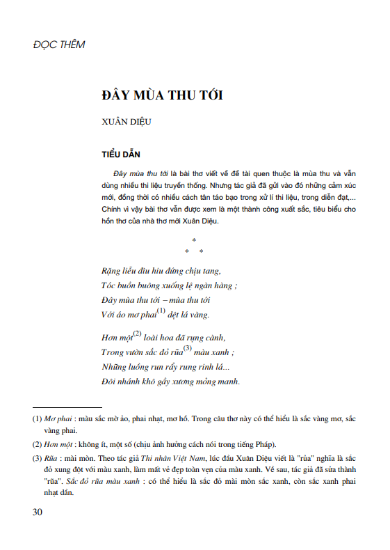 Đây mùa thu tới ( Xuân Diệu) 