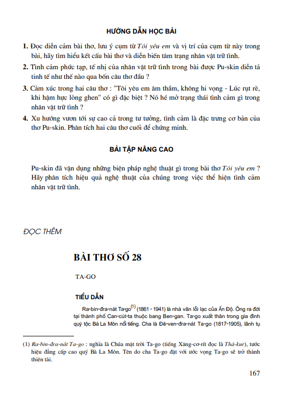 Đọc thêm: Bài thơ số 28 (Ta-go)