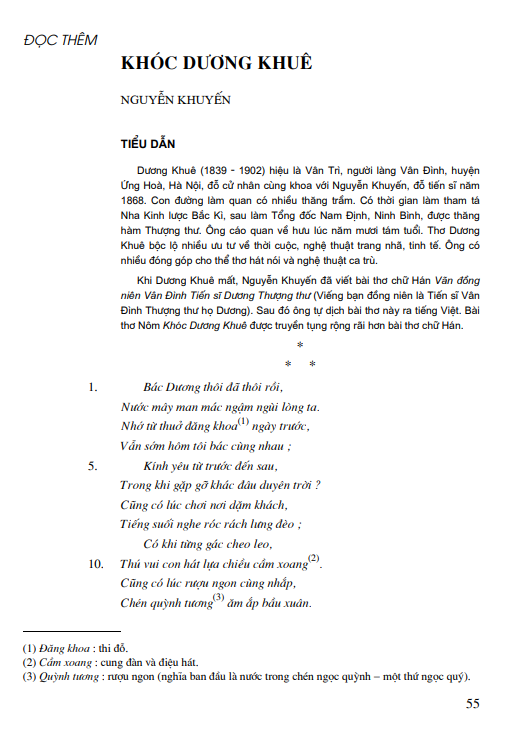 Đọc thêm: Khóc Dương Khuê ( Nguyễn Khuyến) 