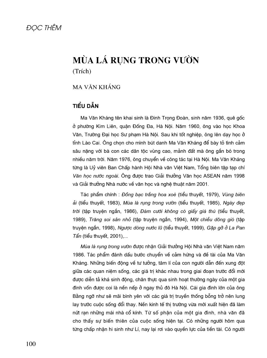 Đọc thêm: Mùa Lá Rụng Trong Vườn (trích)