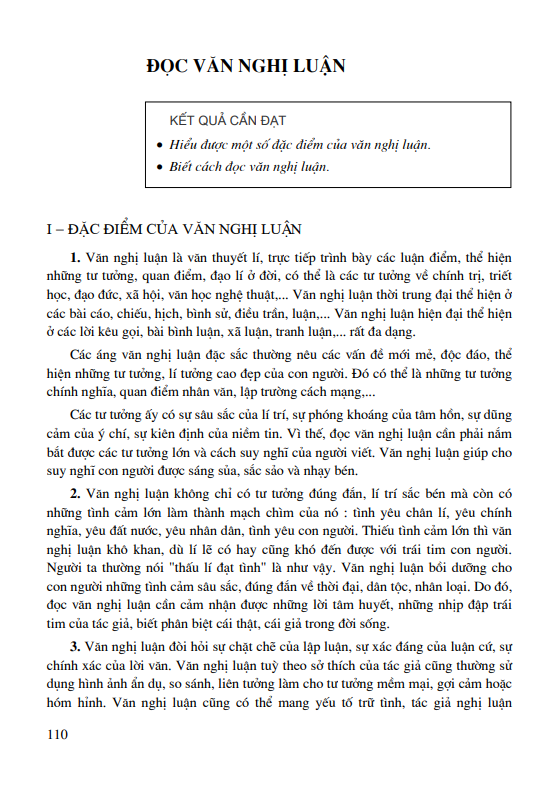 Đọc văn nghị luận