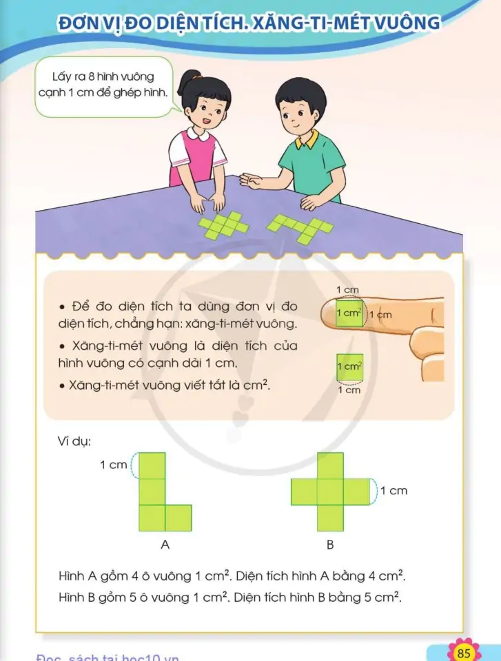 Đơn vị đo diện tích. Xăng-ti-mét vuông