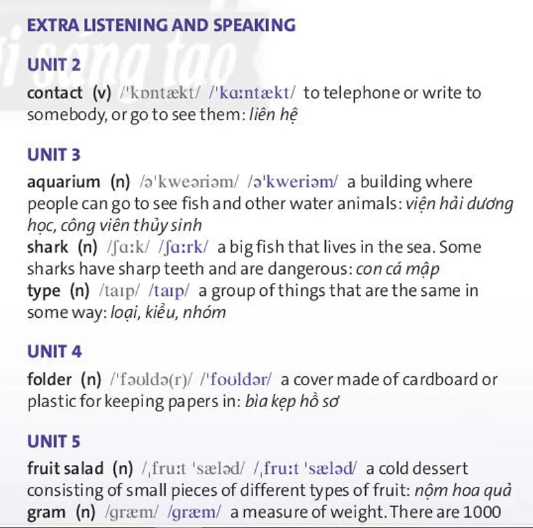 Extra Listening And Speaking
