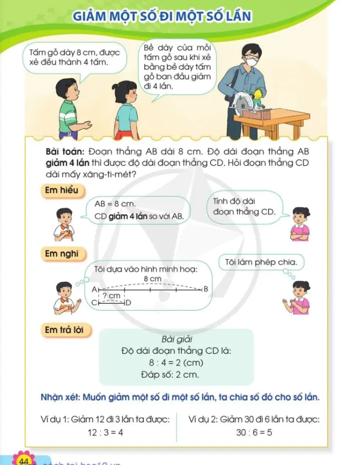 Giảm một số đi một số lần