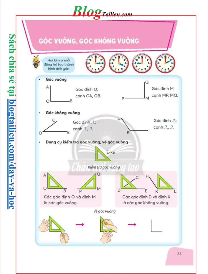Góc vuông, góc không vuông
