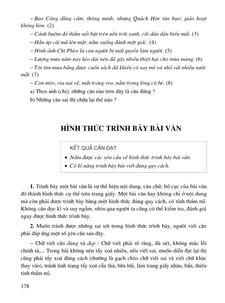 Hình Thức Trình Bày Bài Văn