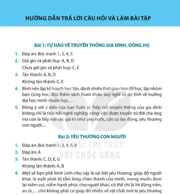 Hướng Dẫn Trả Lời Câu Hỏi Và Làm Bài Tập