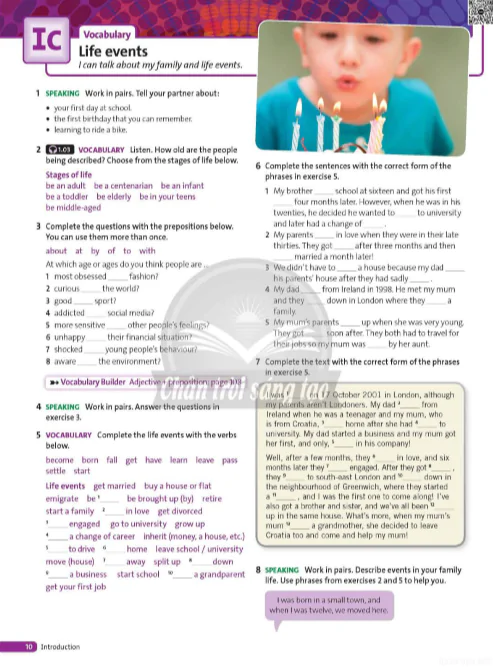 IC Vocabulary: Life events