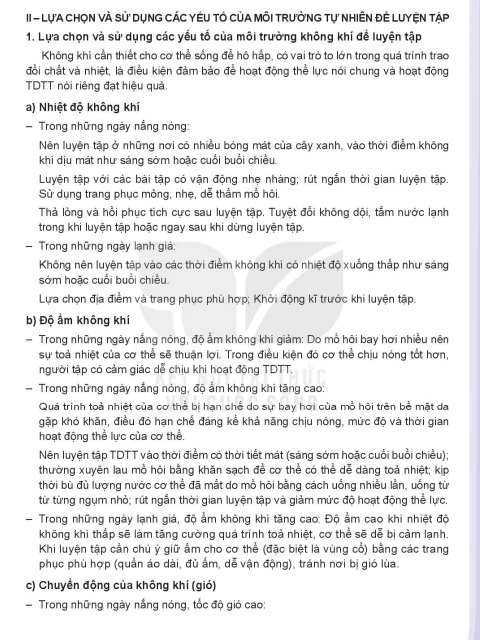 II- LỰA CHỌN VÀ SỬ DỤNG CÁC YÊU TỐ CỦA MÔI TRƯỜNG TỰ NHIÊN ĐỀ LUYỆN TẬP