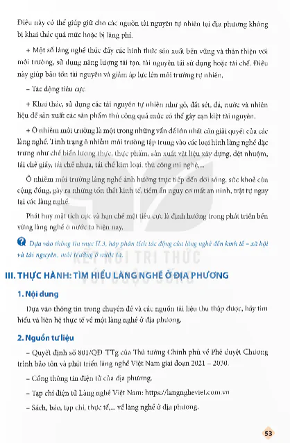 III. Thực Hành: Tìm Hiểu Làng Nghề Ở Địa Phương